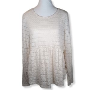 BKK Chance Baby Doll Cream Eyelet Lace Peplum Top Blouse